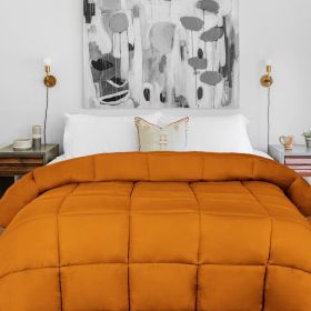 Brushed Microfiber Down Alternative Medium Weight Solid Comforter (Color: Dusty Orange, size: Queen)