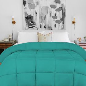 Brushed Microfiber Down Alternative Medium Weight Solid Comforter (Color: Turquoise, size: Queen)