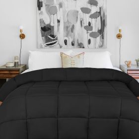 Brushed Microfiber Down Alternative Medium Weight Solid Comforter (Color: Black, size: Twin/Twin XL)