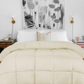 Brushed Microfiber Down Alternative Medium Weight Solid Comforter (Color: Ivory, size: Twin/Twin XL)