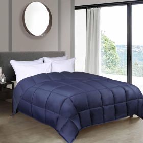 Brushed Microfiber Reversible Down Alternative Comforter (Color: Navy Blue-Light Blue, size: Twin/Twin XL)