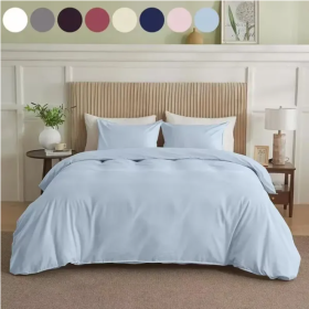 Serta Simply Clean Solid Duvet Cover Twin (Option: Style1)