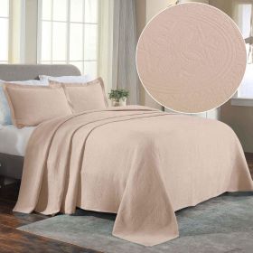 Celtic Circle Cotton Jacquard Matelasse Bedspread Set (Color: Bisque, size: Twin)