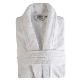 Classic Men's Bath Robe Turkish Cotton Bathrobe with Adjustable Belt (Color: White, size: Small/Medium)