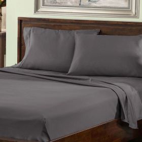 Cotton Blend 800 Thread Count Solid Deep Pocket Bed Sheet Set (Color: Grey, size: King)