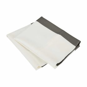 Cotton Blend Cabana Stripe 2 Piece Pillowcase Set (Color: Grey, size: Standard)