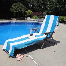 Cotton Standard Size Cabana Stripe Chaise Lounge Chair Cover (Color: Turquoise, size: 1 Piece Lounge Chair Cover)