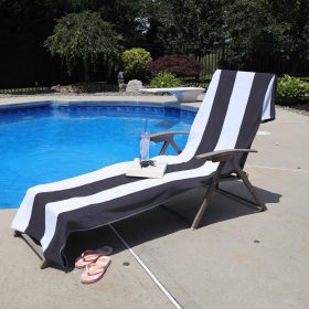 Cotton Standard Size Cabana Stripe Chaise Lounge Chair Cover (Color: Charcoal, size: 1 Piece Lounge Chair Cover)