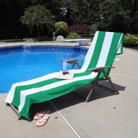 Cotton Standard Size Cabana Stripe Chaise Lounge Chair Cover (Color: Green, size: 1 Piece Lounge Chair Cover)