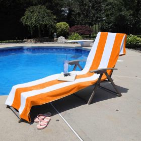 Cotton Standard Size Cabana Stripe Chaise Lounge Chair Cover (Color: Orange, size: 1 Piece Lounge Chair Cover)