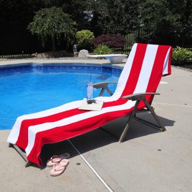 Cotton Standard Size Cabana Stripe Chaise Lounge Chair Cover (Color: Red, size: 1 Piece Lounge Chair Cover)