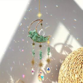 1pc Rainbow Maker Crystal Suncatcher - Enhance Your Home Decor with Aquamarine, Amethyst, and Obsidian - Perfect for Garden, Yard, Bedroom, Balcony (Color: 2.76inchMOON  Green Dongling)