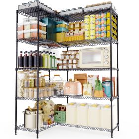 UltraDurable Double Row Heavy Duty 1500/1200 LBS 5/4 Tiers Storage Shelves (Color: Chrome)
