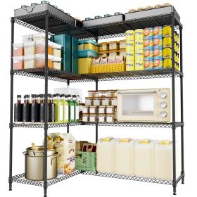 UltraDurable Double Row Heavy Duty 1500/1200 LBS 5/4 Tiers Storage Shelves (Color: Black)
