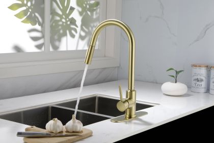 Kitchen Faucet with Pull Down Sprayer (Color: Gold)