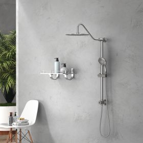 10 Inch Wall Mounted Rain Shower Head and Handheld Shower Head,Round Shower Set with Sliding Bar (Color: Default)