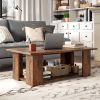 Large 41 Inch 2-tier Wooden Modern Coffee Table with Storage Shelf living room table