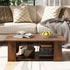 Large 41 Inch 2-tier Wooden Modern Coffee Table with Storage Shelf living room table