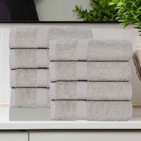 Eco-Friendly Cotton 8 Piece Hand Towel Set (Color: Silver, size: 8 Piece Hand Towels)