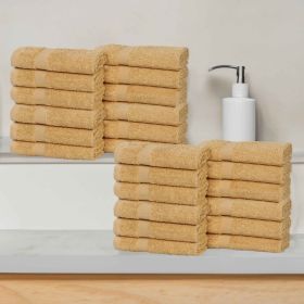 Eco-Friendly Cotton Absorbent 24-Piece Washcloth / Face Towel Set (Color: Gold, size: 24 Piece Face Towels)
