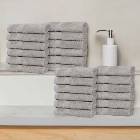 Eco-Friendly Cotton Absorbent 24-Piece Washcloth / Face Towel Set (Color: Silver, size: 24 Piece Face Towels)
