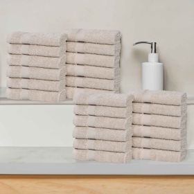 Eco-Friendly Cotton Absorbent 24-Piece Washcloth / Face Towel Set (Color: Stone, size: 24 Piece Face Towels)