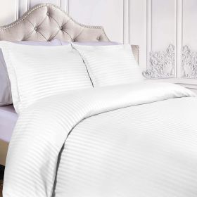 Egyptian Cotton 300 Thread Count Duvet Cover Set (Color: White, size: Full/Queen)
