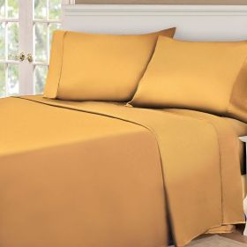 Egyptian Cotton 530 Thread Count Solid Deep Pocket Bed Sheet Set (Color: Gold, size: King)