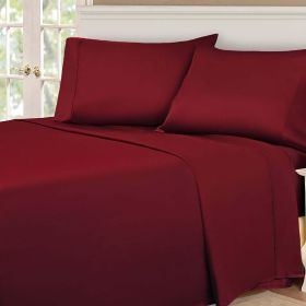 Egyptian Cotton 530 Thread Count Solid Deep Pocket Bed Sheet Set (Color: Burgundy, size: Queen)