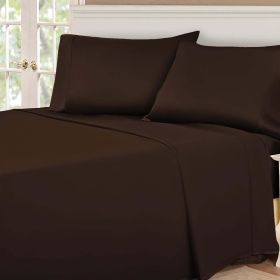 Egyptian Cotton 530 Thread Count Solid Deep Pocket Bed Sheet Set (Color: Chocolate, size: Full)