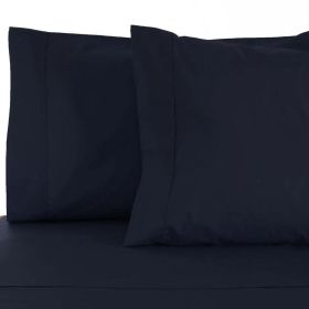 Egyptian Cotton 530 Thread Count Solid Luxury Pillowcases, Set of 2 (Color: Navy Blue, size: Standard)
