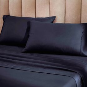 1200 Thread Count Cotton Blend 2 Piece Solid Pillowcase Set (Color: Navy Blue, size: Standard)