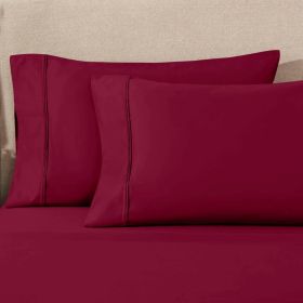 1200 Thread Count Egyptian Cotton 2 Piece Pillowcase Set (Color: Burgundy, size: King)