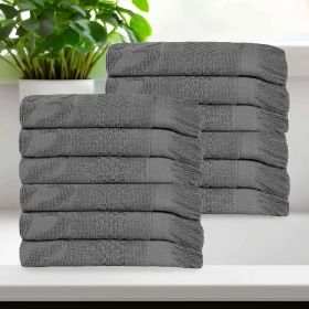 Rolla Cotton Geometric Jacquard Plush Face Towel Washcloth Set of 12 (Color: Grey, size: 12 Piece Face Towels)
