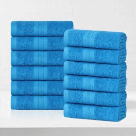 Eco-Friendly Ring Spun Cotton Towel Set Collection (Color: Aster Blue, size: 12 Piece Face Towels)