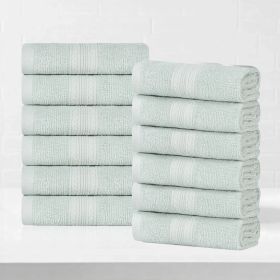 Eco-Friendly Ring Spun Cotton Towel Set Collection (Color: Aquamarine, size: 12 Piece Face Towels)