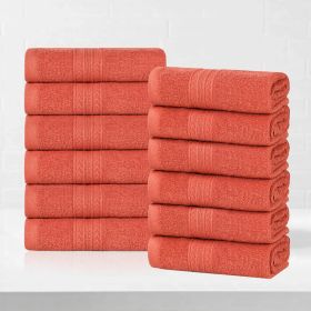 Eco-Friendly Ring Spun Cotton Towel Set Collection (Color: Coral, size: 12 Piece Face Towels)