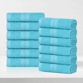 Eco-Friendly Ring Spun Cotton Towel Set Collection (Color: Turquoise, size: 12 Piece Face Towels)