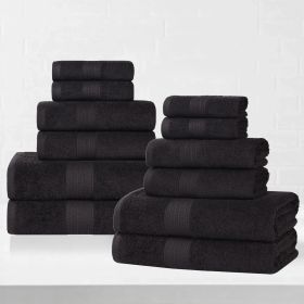 Eco-Friendly Ring Spun Cotton Towel Set Collection (Color: Black, size: 12 Piece Towel Set)