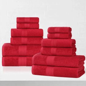 Eco-Friendly Ring Spun Cotton Towel Set Collection (Color: Cranberry, size: 12 Piece Towel Set)