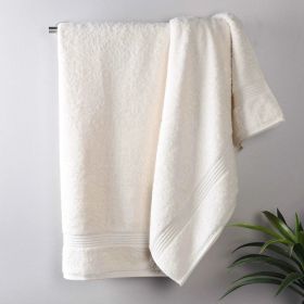 Heritage Egyptian Cotton Plush Absorbent Luxury Bath Towel Set of 2 (Color: Ivory, size: 2 Piece Bath Towels)