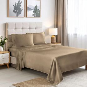 Rayon From Bamboo 300 Thread Count Solid Deep Pocket Sheet Set (Color: Taupe, size: Queen)