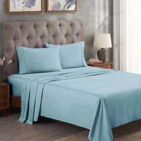 Egyptian Cotton 300 Thread Count Solid Deep Pocket Bed Sheet Set (Set Includes: 4 Piece Set (1 Fitted Sheet. 1 Flat Sheet. 2 Pillowcases), Color: Light Blue)