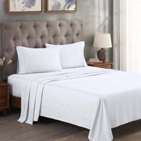 Egyptian Cotton 300 Thread Count Solid Deep Pocket Bed Sheet Set (Set Includes: 4 Piece Set (1 Fitted Sheet. 1 Flat Sheet. 2 Pillowcases), Color: White)
