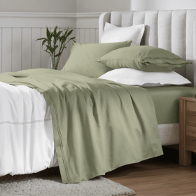 Egyptian Cotton 650 Thread Count Eco-Friendly Solid Sheet Set (Color: Sage, size: Twin XL)