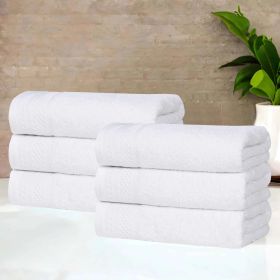 Honeycomb Textured Waffle Border Cotton Hand Towels, Set of 4 (Color: White, size: 4 Piece Hand Towels)