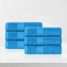 Eco-Friendly Ring Spun Cotton 6 Piece Hand Towel Set (Color: Aster Blue, size: 6 Piece Hand Towels)