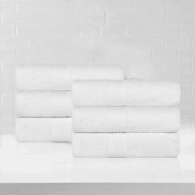 Eco-Friendly Ring Spun Cotton 6 Piece Hand Towel Set (Color: White, size: 6 Piece Hand Towels)