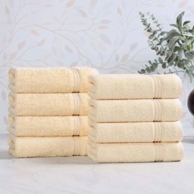 Heritage Egyptian Cotton Plush Luxury Hand Towel Set of 8 (Color: Canary, size: 8 Piece Hand Towels)
