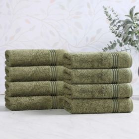 Heritage Egyptian Cotton Plush Luxury Hand Towel Set of 8 (Color: Forest Green, size: 8 Piece Hand Towels)